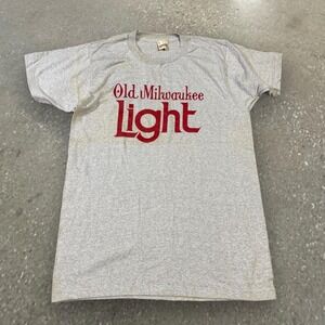 Vintage 90s Old Milwaukee Light Beer Shirt Screen Stars Grey Mens Large